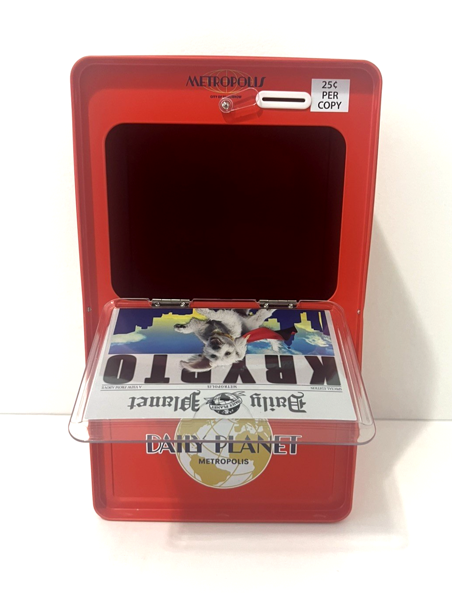 SUPERMAN DAILY PLANET NEWSPAPER STAND POPCORN BUCKET TIN BOX AMC