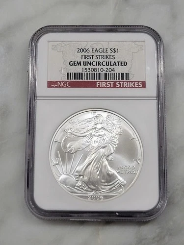 2006 $1 American Silver Eagle Graded by NGC as Gem Uncirculated First Strike