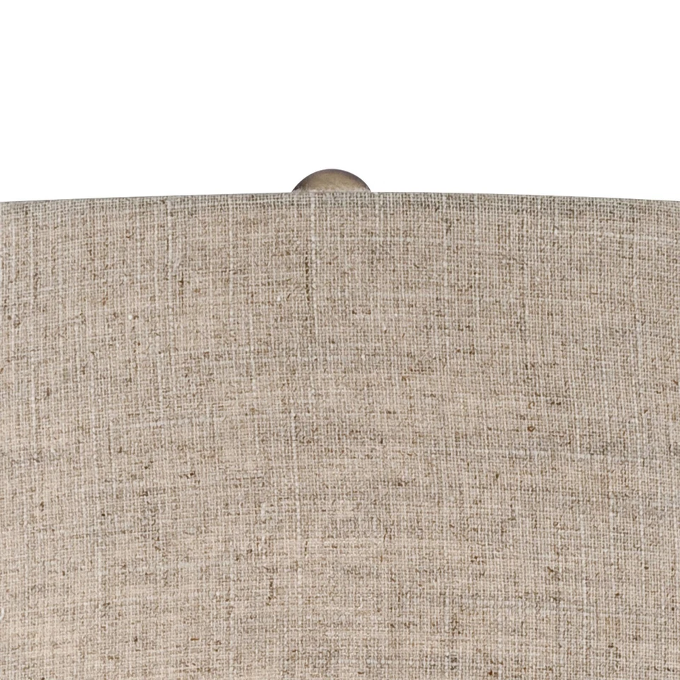 Country Table Lamp with USB Port White Ceramic Tan Drum Shade for Living Room - Image 3 of 4