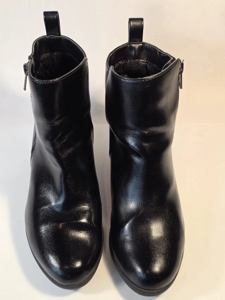 Botines negros Comfort Plus by Predictions para mujer talla 7,5 W cremallera lateral Foto 3 de 4