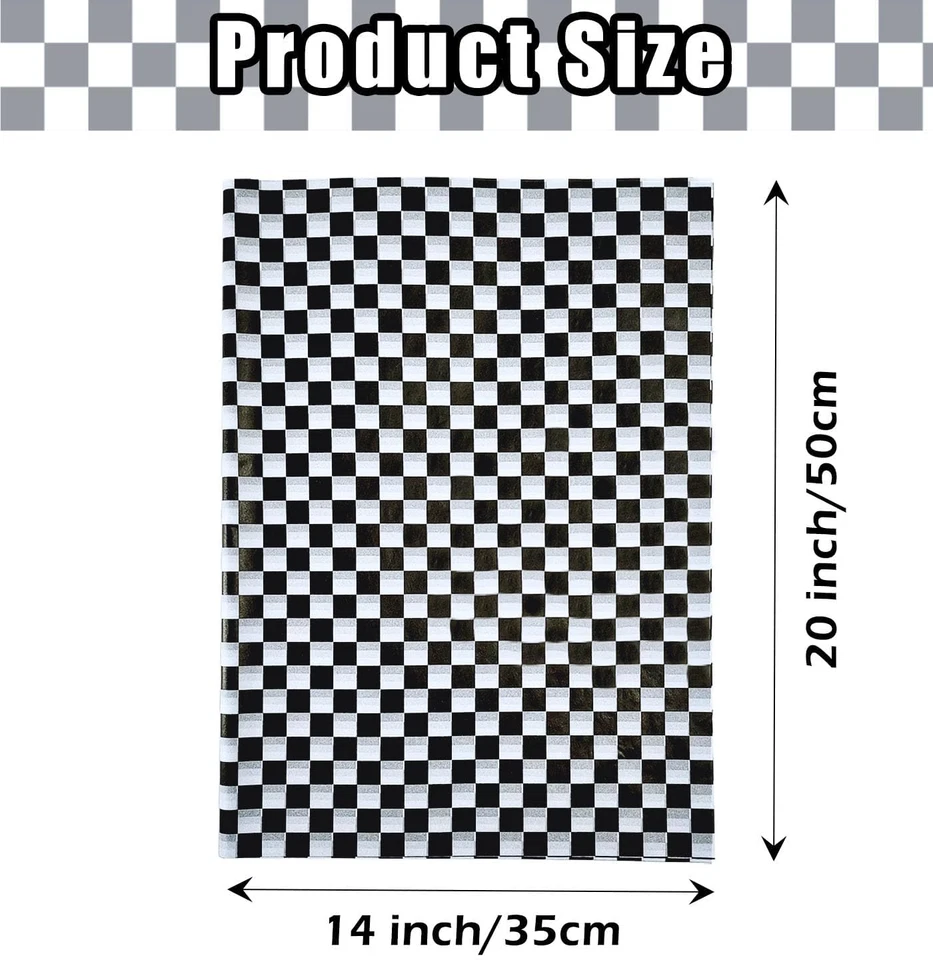 100 Sheets Checkered Tissue Paper 14 X 20 Inches Black and White for Gift Packin - Image 3 of 4