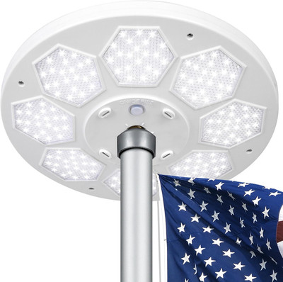 Flagpole Light Solar Powered, 6 Updated Ultra Bright 160 LED for 15-25 Ft Poles,