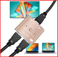 8K HDMI Switch Splitter 2 In 1 Out Bidirectional 4K@120Hz HDMI 2.1 Switcher GOLD