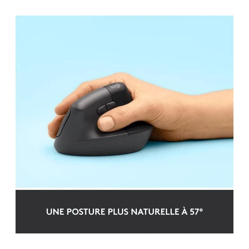 Souris Sans Fil Logitech Lift Ergonomique Verticale, Bluetooth ou récepteur USB  - Photo 3/4
