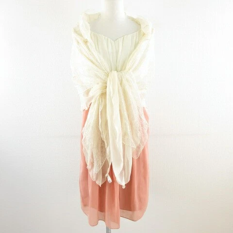 OFF WHITE Set mini abito da festa e scialle in chiffon Vino Stella rosa bianco sporco donna M