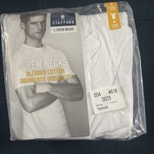 Stafford Crew Neck TShirt T-Shirt Undershirt - 4 Pack, White, MEDIUM