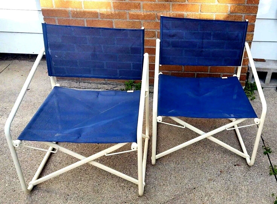 Juego de sillas de director Jordan Nomad marrón 4 sillas 2 otomanas juego de patio plegable azul Foto 3 de 4