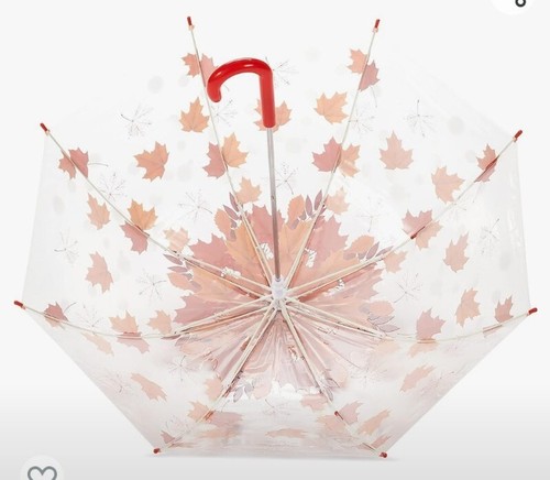 Unopened Amazon Basics Kids Clear Bubble Umbrella with maple leaf pattern - Picture 4 of 4