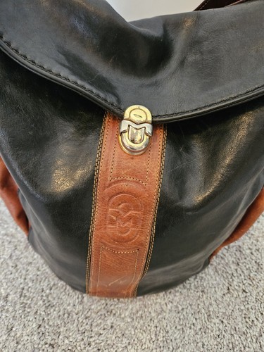 Marino Orlandi Women’s Handmade Italian Brown/Black Leather Bucket Shoulder Bag - Picture 7 of 24
