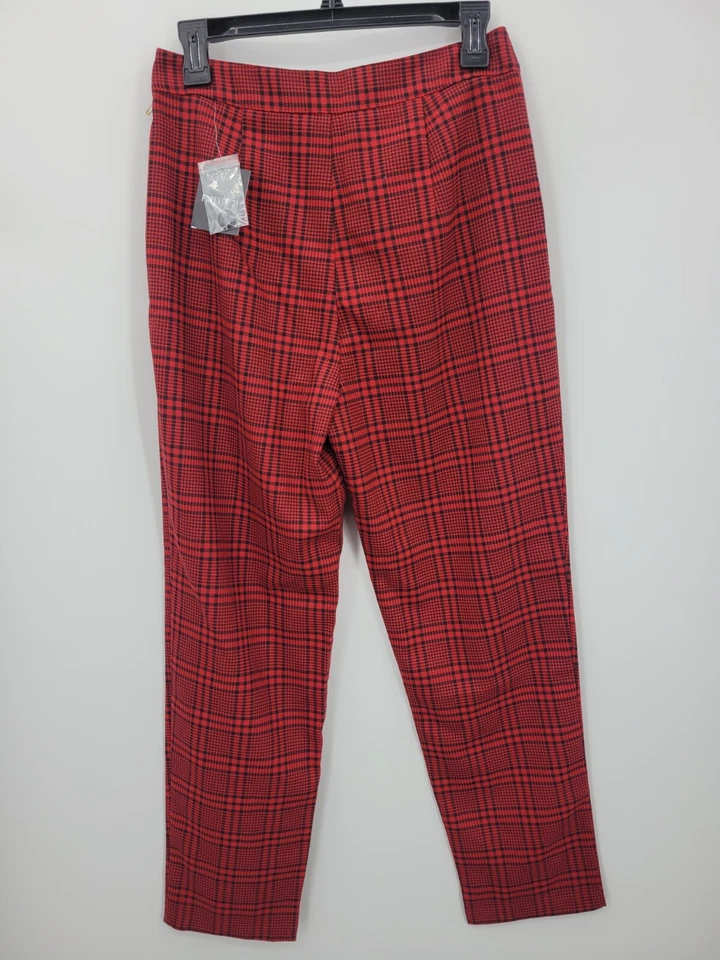 Pantalones Forever 21 para mujer medianos rojos negros pata de gallo cintura alta Academia Boho Foto 2 de 4