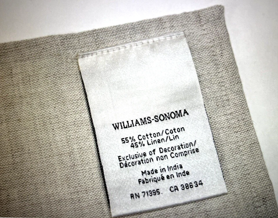 NEW WILLIAMS SONOMA Napkins Flax Linen Blend Silk Trim 20" Square Set 4 $88 - Image 3 of 4