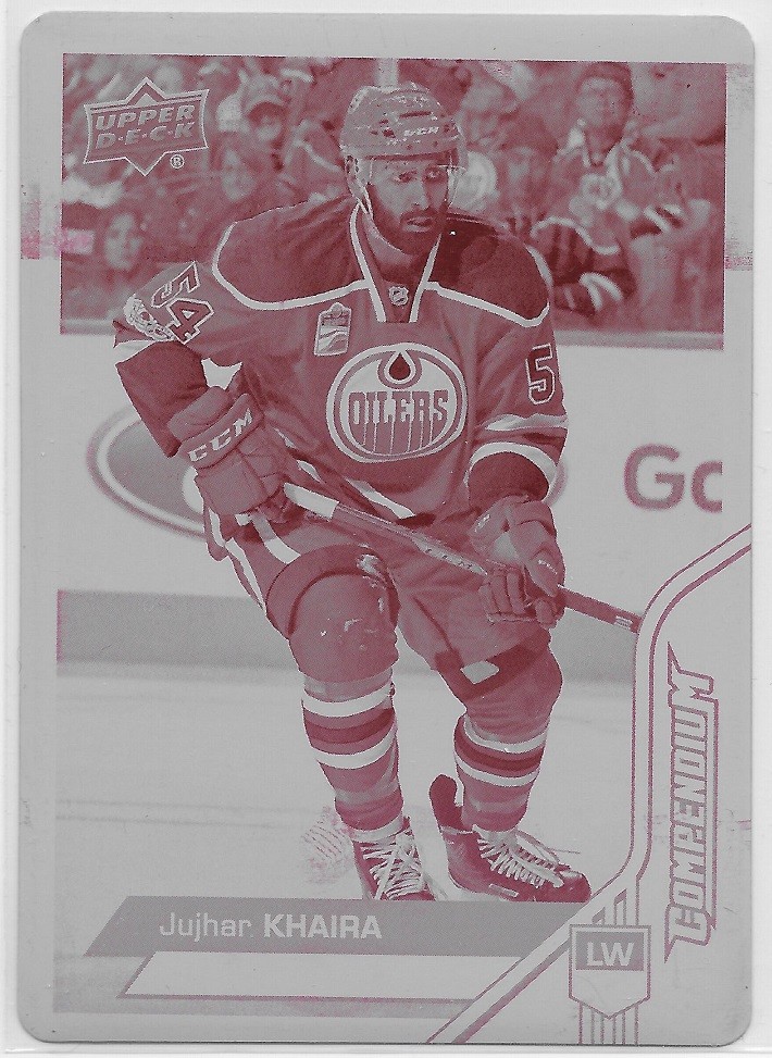 Jujhar Khaira 2016-17 Compendium Magenta Printing Plate 1/1 Hockey Card #690