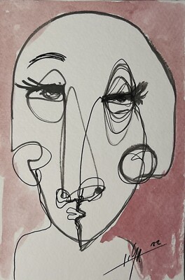 ORIGINAL PAINTING INK/WATERCOLOR ON CANSON PAPER 4 x6 CUBAN ART By LISA.