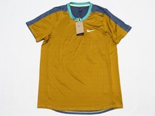 Sz LT Nike Court Dri-Fit Advantage Tennis Shirt Green Blue DR6510-716 Men's