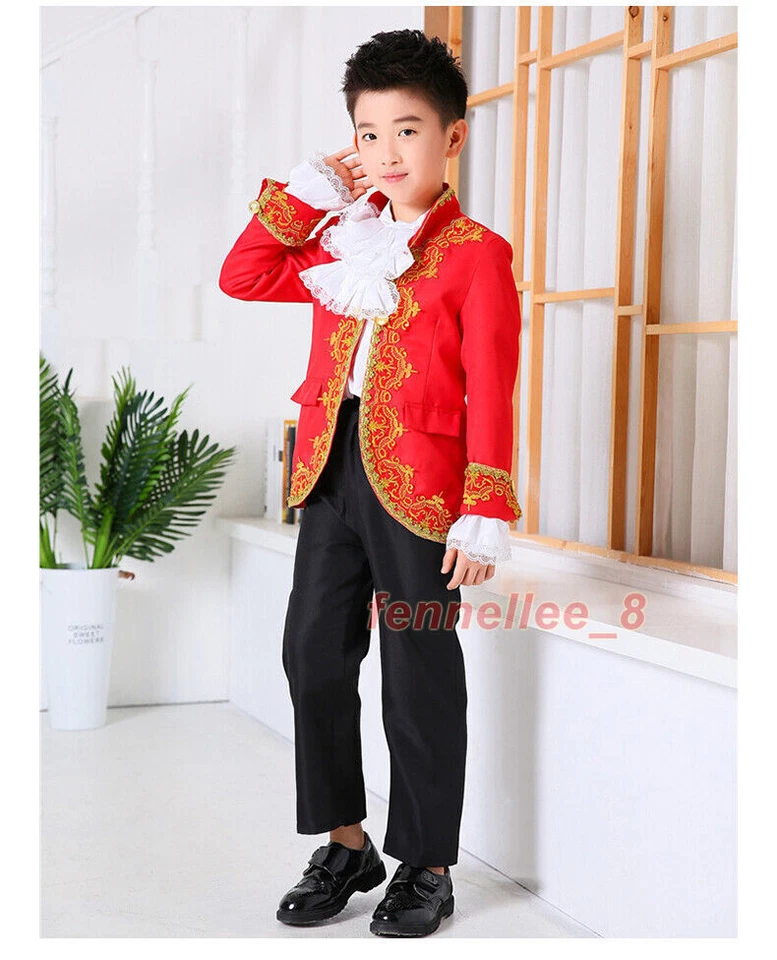 Uniforme Medieval Para Hombres Niños Chaqueta Pantalón Traje Rey Príncipe Juegos con disfraces Fiesta Disfraz Foto 4 de 4