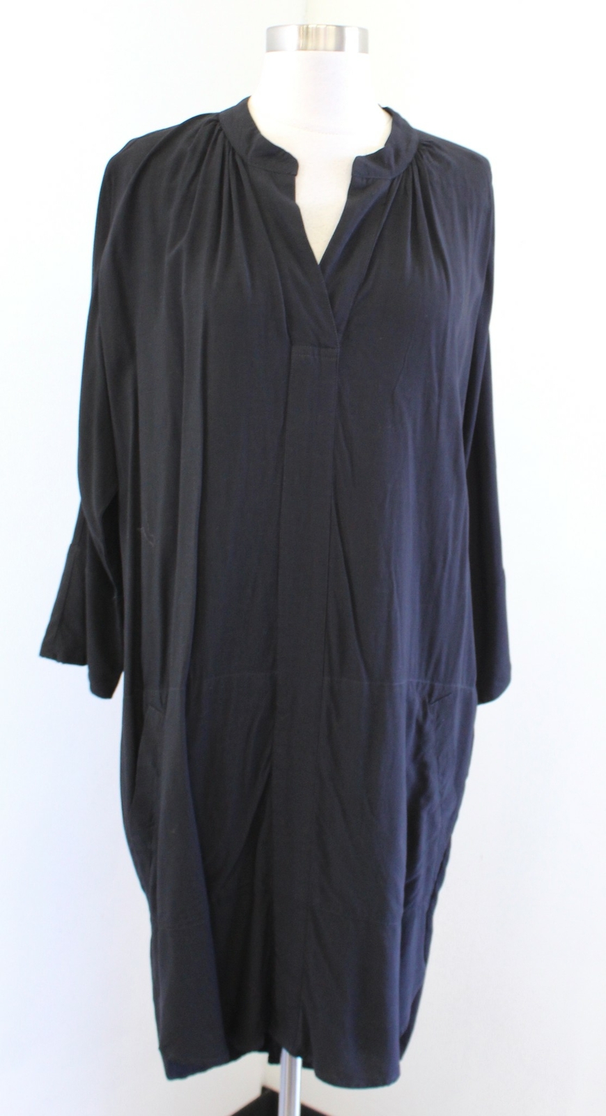 The Odells Anthropologie Solid Black Split Neck H… - image 1