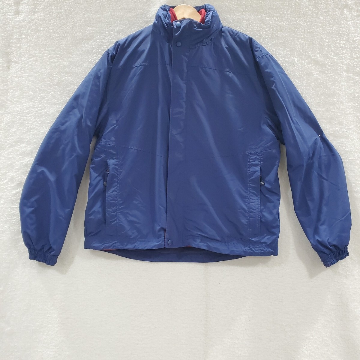 LL Bean Mens 3-In-1 Coat Jacket 2-Zipper Hood Fleece Liner Blue