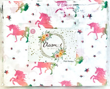 Charmed Magic Rainbow Unicorn Themed White Multicolor 3 Piece Twin Sheet Set