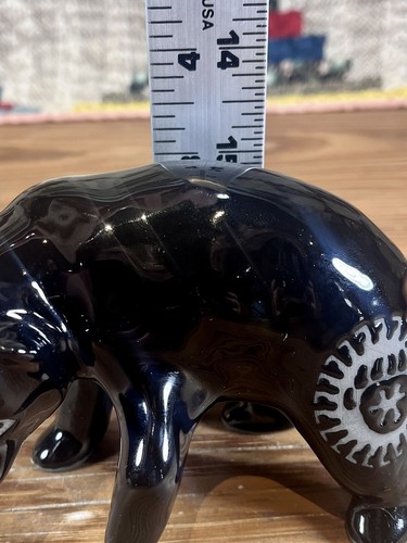 Native American San Juan Pueblo Black on Black Pottery/Ceramic Bear - Signed - Picture 9 of 11