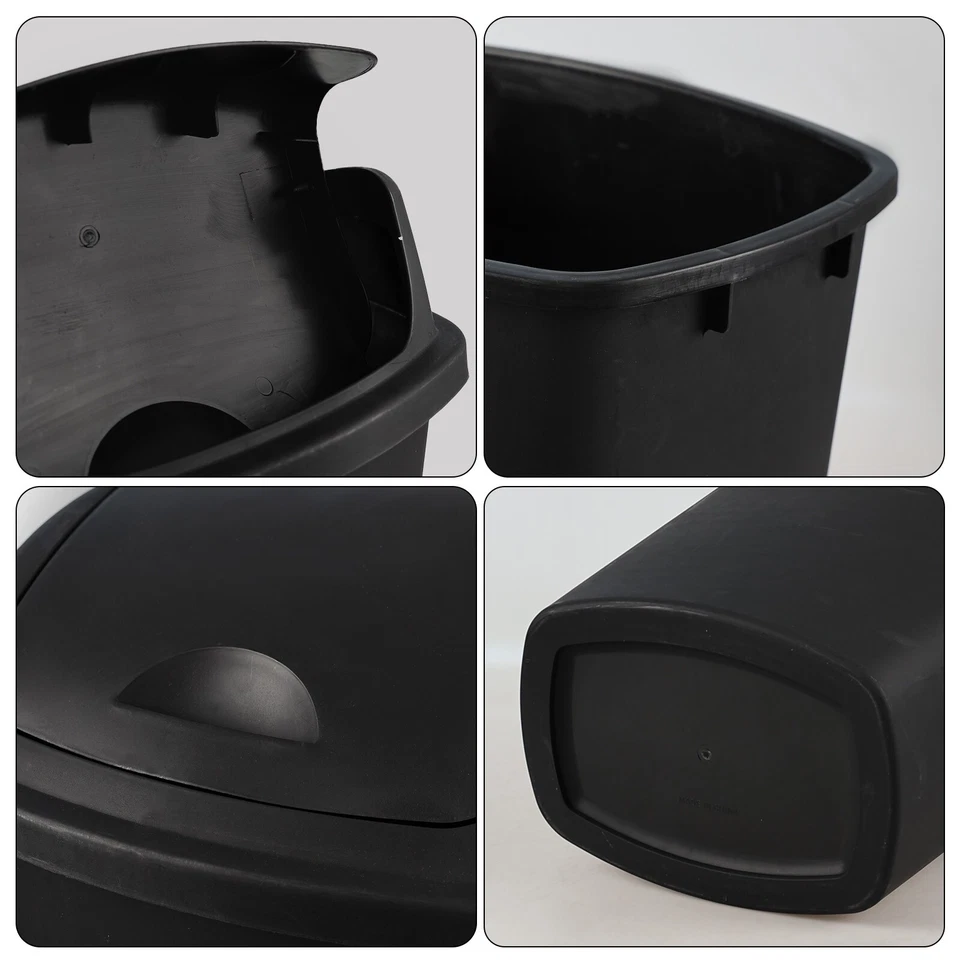 Bote de basura de plástico Kekow de 10 galones con tapa oscilante, bote de basura con tapa oscilante, negro Foto 2 de 4