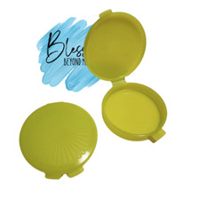 Tupperware NEW Set 2 Mini Clamshell Pill Keepers Pocket Containers Sheer Green