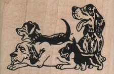 BloodHound, Scotty Dog And Two Friends 2 3/4 x 1 3/4" Rubber Stamp, Dog Stamp