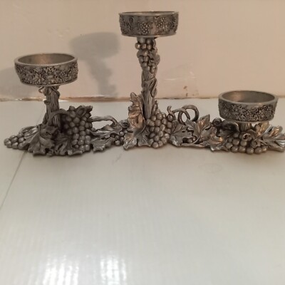 SEAGULL Pewter 3 Candle Holder Candlestick Signed Etain Zinn Canada 2001 12.5''