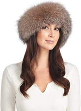 Surell Genuine Fox Fur Crystal tan Headband / Scarf - one size - retail $269