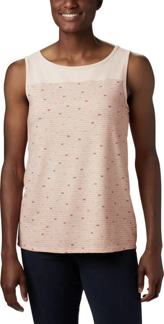 COLUMBIA WOMEN'S PEACH BETWEEN LINES PRINT CHILL RIVER UPF 50 TANK TOP Sz L