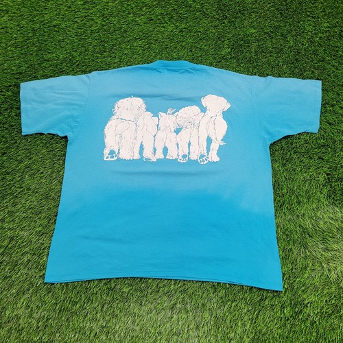 Vintage 90s Cute Adorable Dog Shirt Womens XL 23x25 Blue USA - 第 2/16 張圖片