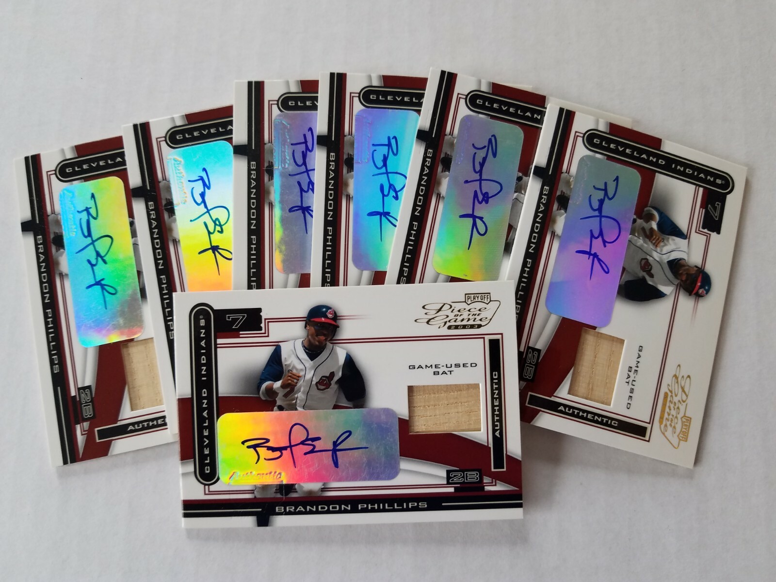 Brandon Phillips 2003 Playoff Piece Of The Game Used Bat Auto SP Card Indians 🔥 view 2