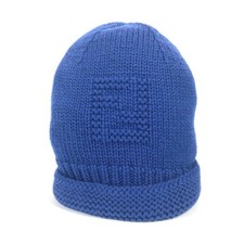 FENDI Logo FF beanie hat knit hat knit cap Knit hat wool blue