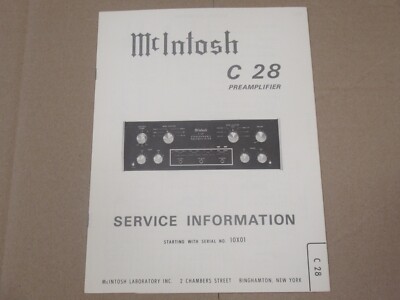 Mcintosh C 28 Vintage Original Service information