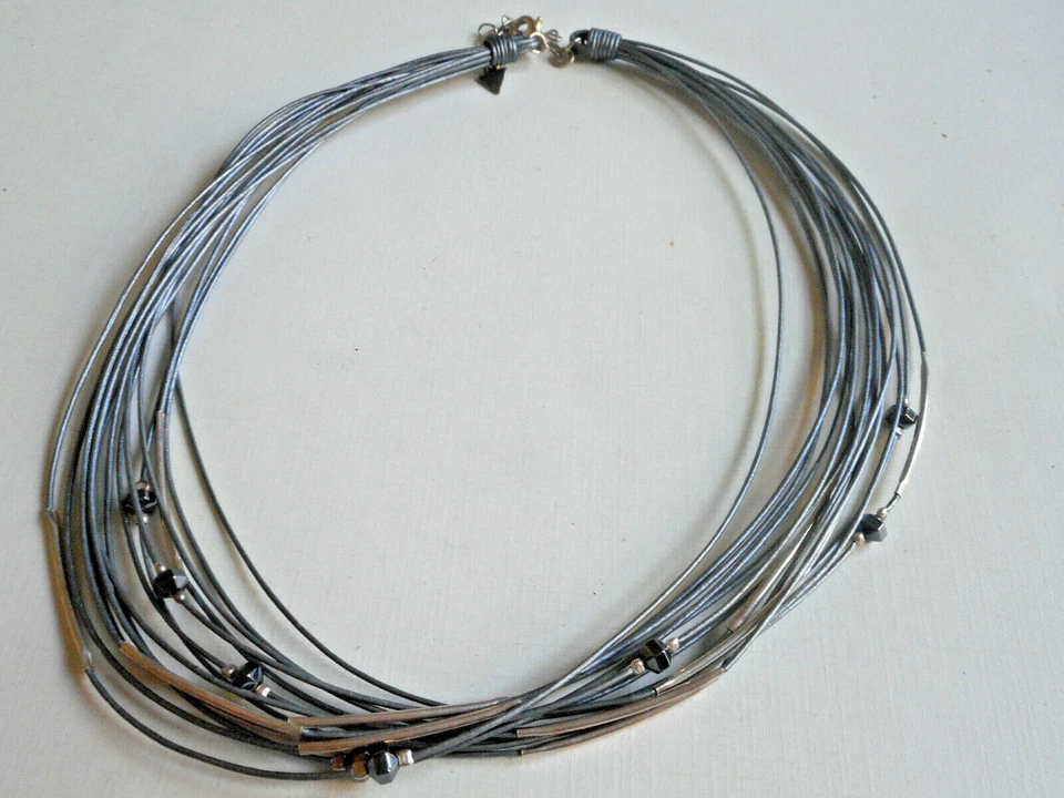 Collar con cordón Silpada de plata de ley, hematita, vidrio y cuero N2146 RE303A Foto 3 de 4