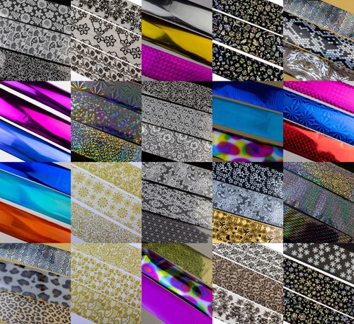 50 x Nail Foils Mixed Nail Art Transfer Foil Wraps Decal Glitter Stickers - Picture 13 of 13