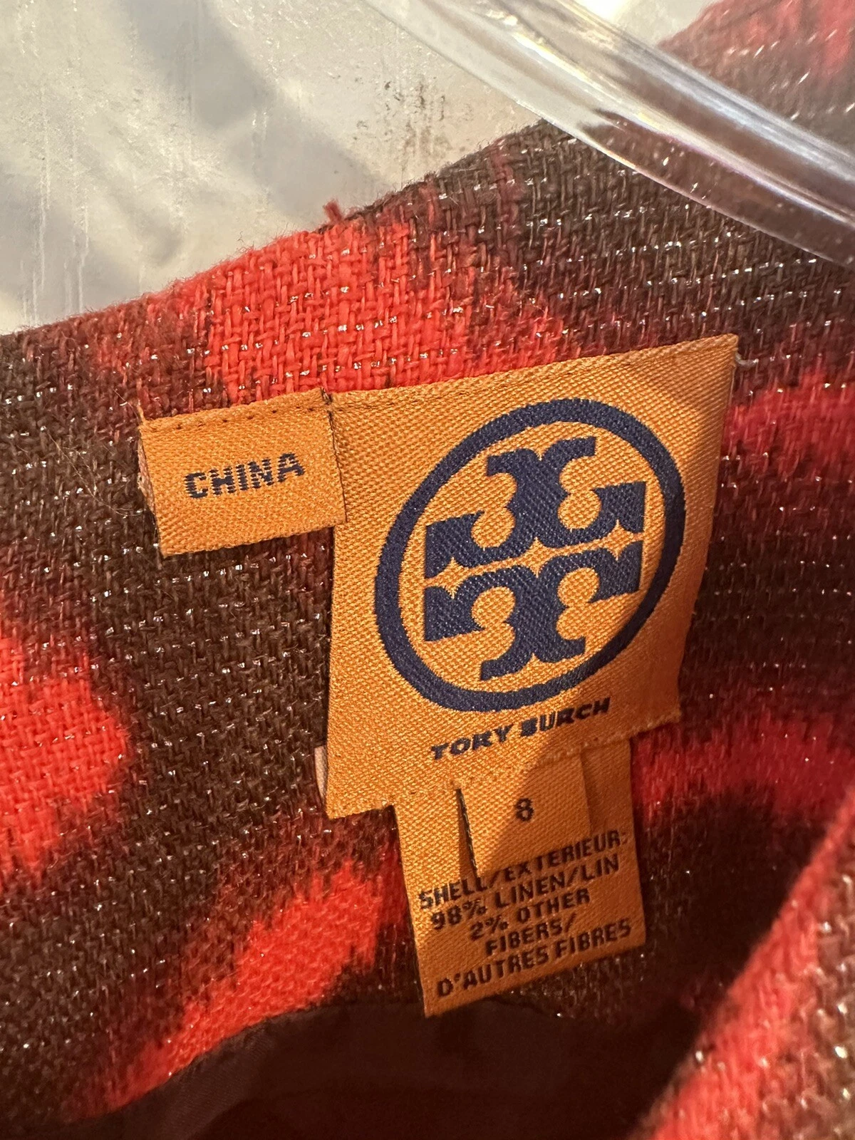 Abito donna Tory Burch stampa Ikat senza maniche linea A. Taglia 8