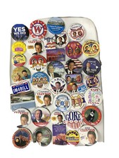 18 Campaign Political Buttons Clinton Gore Obama Biden Bush Pin Collection