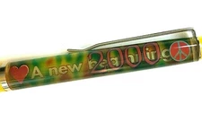 New Millennium Floaty Pen Moving 2000 Year Y2K Peace Sign Heart Floating