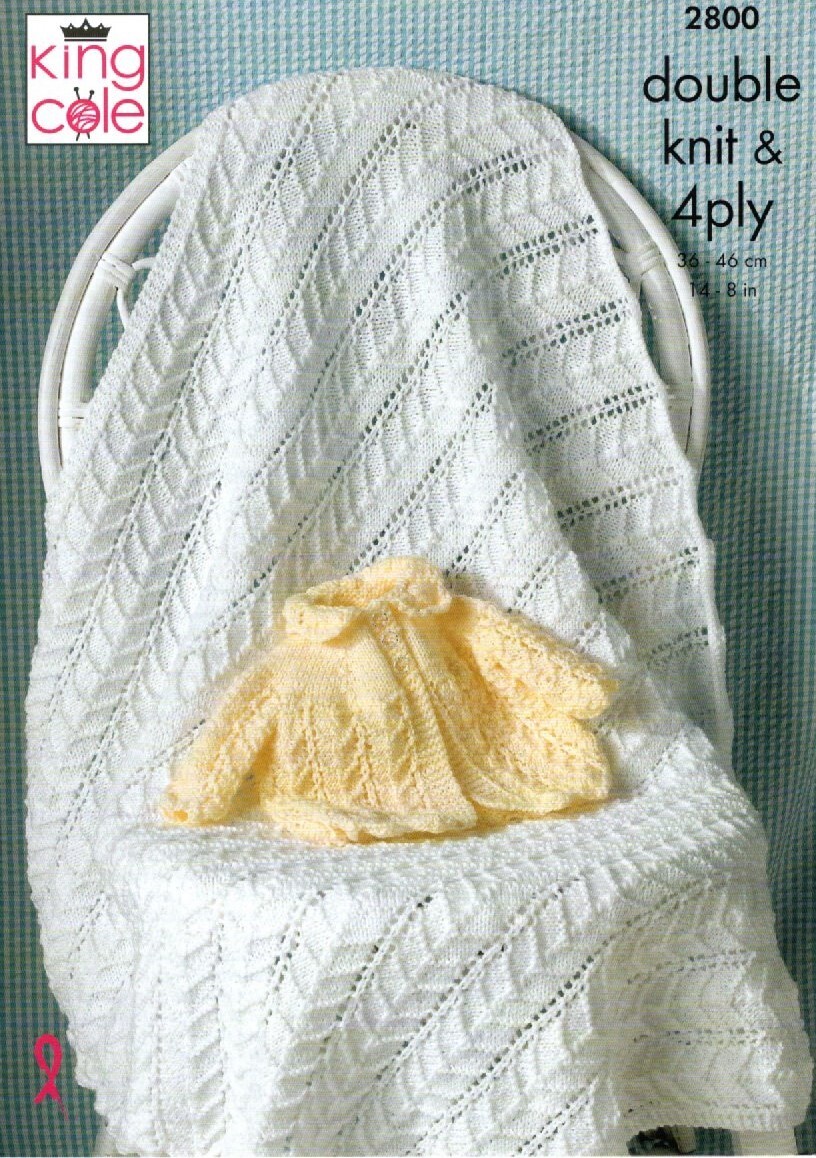 King Cole Baby DK & 4 Ply Knitting Pattern - 2800 Matinee Jacket & Shawl