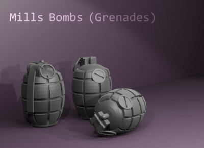 Maßstab 1/6: Mills Bombs No.36 - Granaten x 3 (ID 23.08)