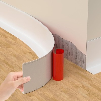 Self-Adhesive Flexible Baseboard Molding Trim - 20 Ft Vinyl Wall Base for Curved