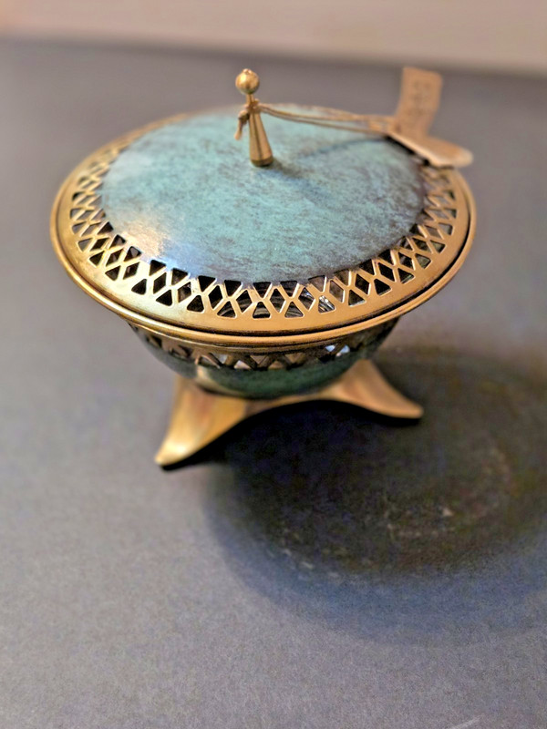 Vintage Oppenheim Judaica Trinket Dish Brass with bonus glass insert- Israel