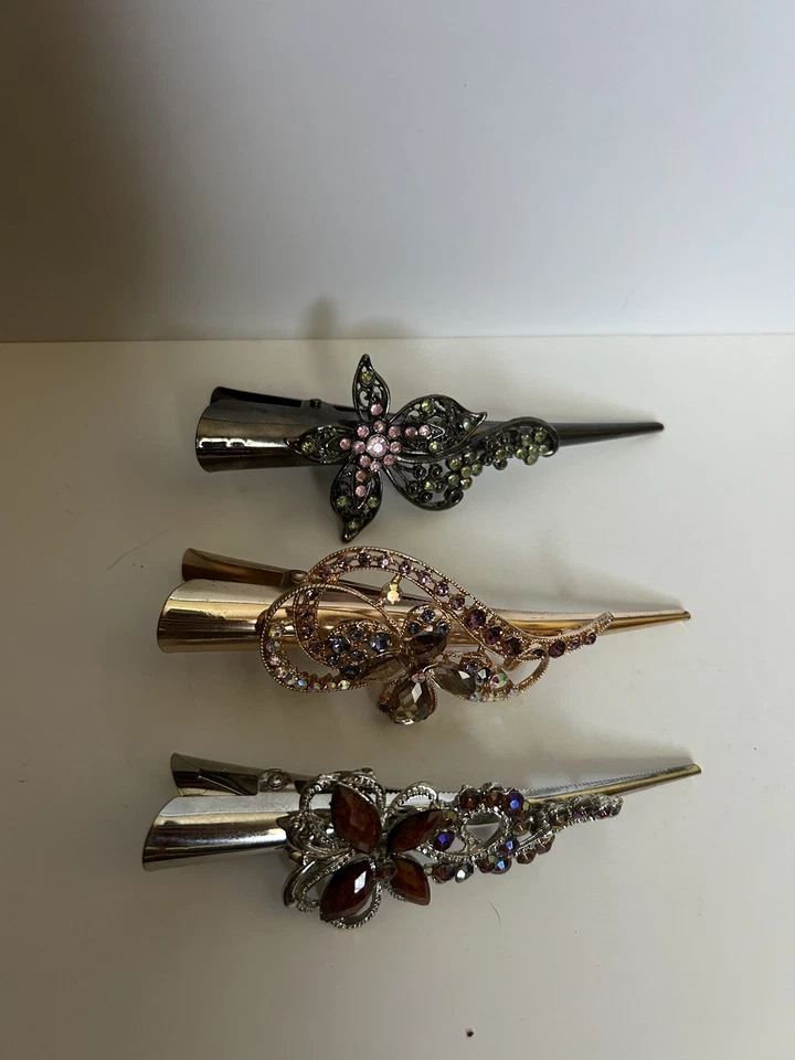 3 clips de pico de pato pelícano, disfraz plateado, oro rosa y bronce (5") Foto 2 de 4