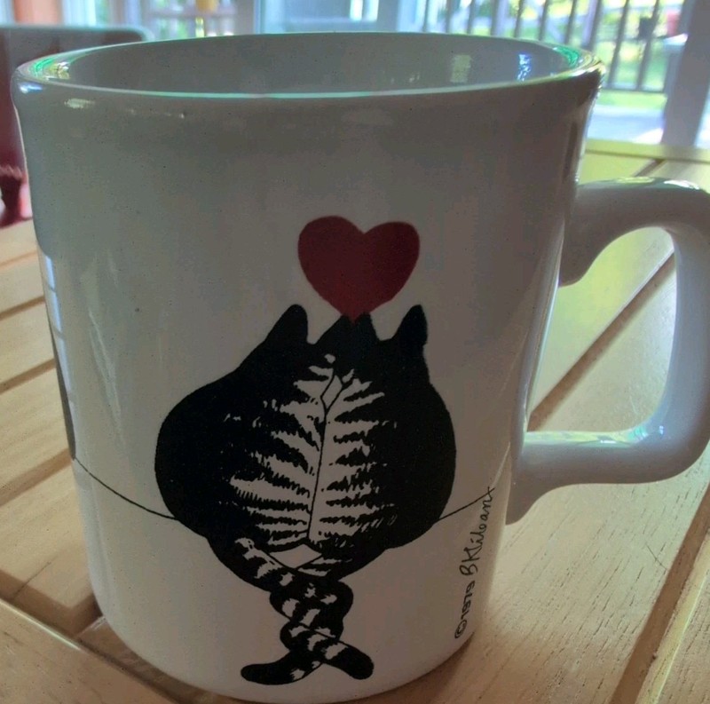 Vintage Kliban Cat Couple With Hearts Mug Cup 1979 England Kiln Craft cat lovers