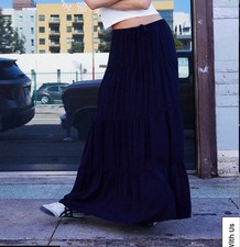NEW with tags Brandy Melville Navy Tiered Maxi Skirt One Size