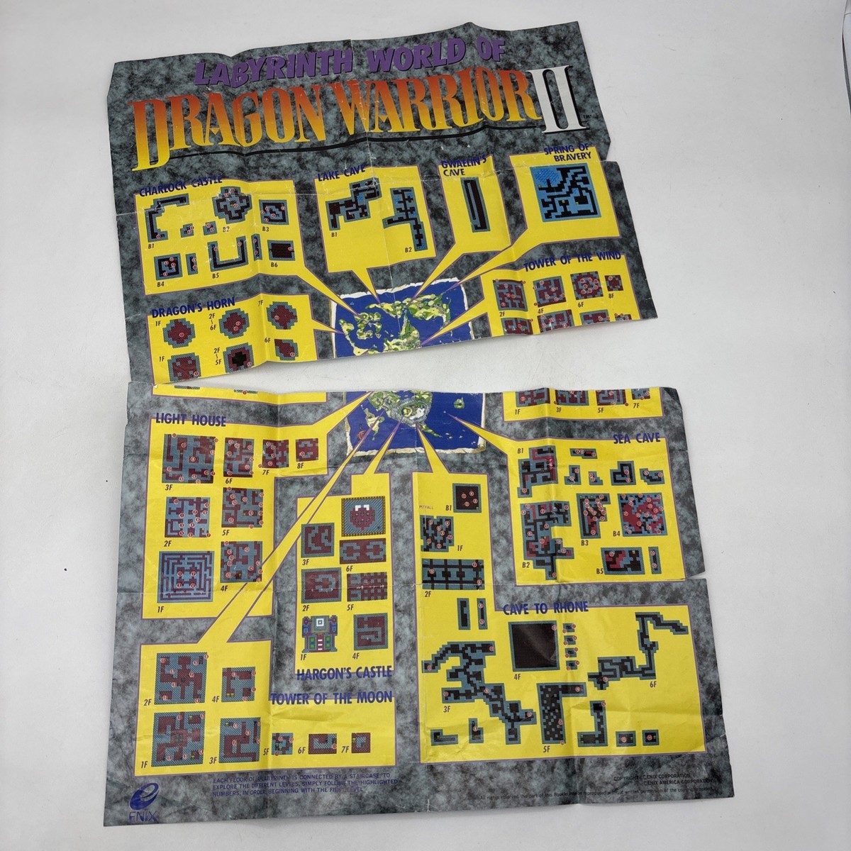 Labyrinth World Of Dragon Warrior II 2 Poster Map Only Nintendo