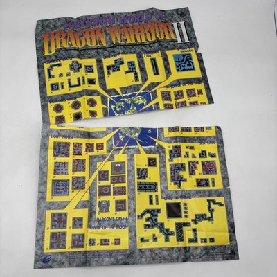 Labyrinth World Of Dragon Warrior II 2 Poster Map Only Nintendo NES Split/Worn