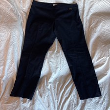 Tory Burch Dress Pants Womens 12 Navy Cotton Blend Slim Seamed Side Zip Workwear
