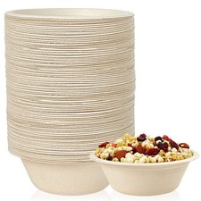 12 oz Paper Bowls, 150-Pack Compostable Paper Bowls Bulk, Heavy-duty Dispos...