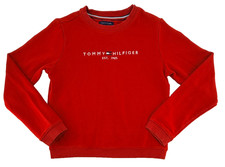 Tommy Hilfiger Sweatshirt Youth Large 12-14 Red Crewneck Logo Pullover